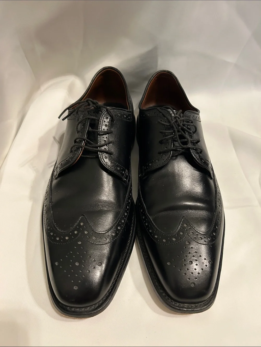 Allen Edmonds Bel Air Baroque Sleek Black Leather Wingtip Formal Dress Shoes 10